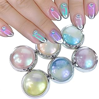 Mermaid Chrome Nail Powder Aurora Nail Glitter Nail Art Decoration Allstarry Nail Powder for Gel Polish Mirror Effect Pigment Chrome Iridescent Aurora Nail Supplies for Women