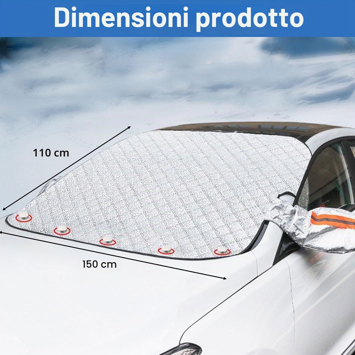 Copri Parabrezza per Auto Inverno,Pellicole Protettive Antighiaccio per Auto,Copertura Parabrezza Auto,Parabrezza per Auto Magnetico con 5 Magnete,Copri Parabrezza Auto,Ripiegabile,150 * 111CM