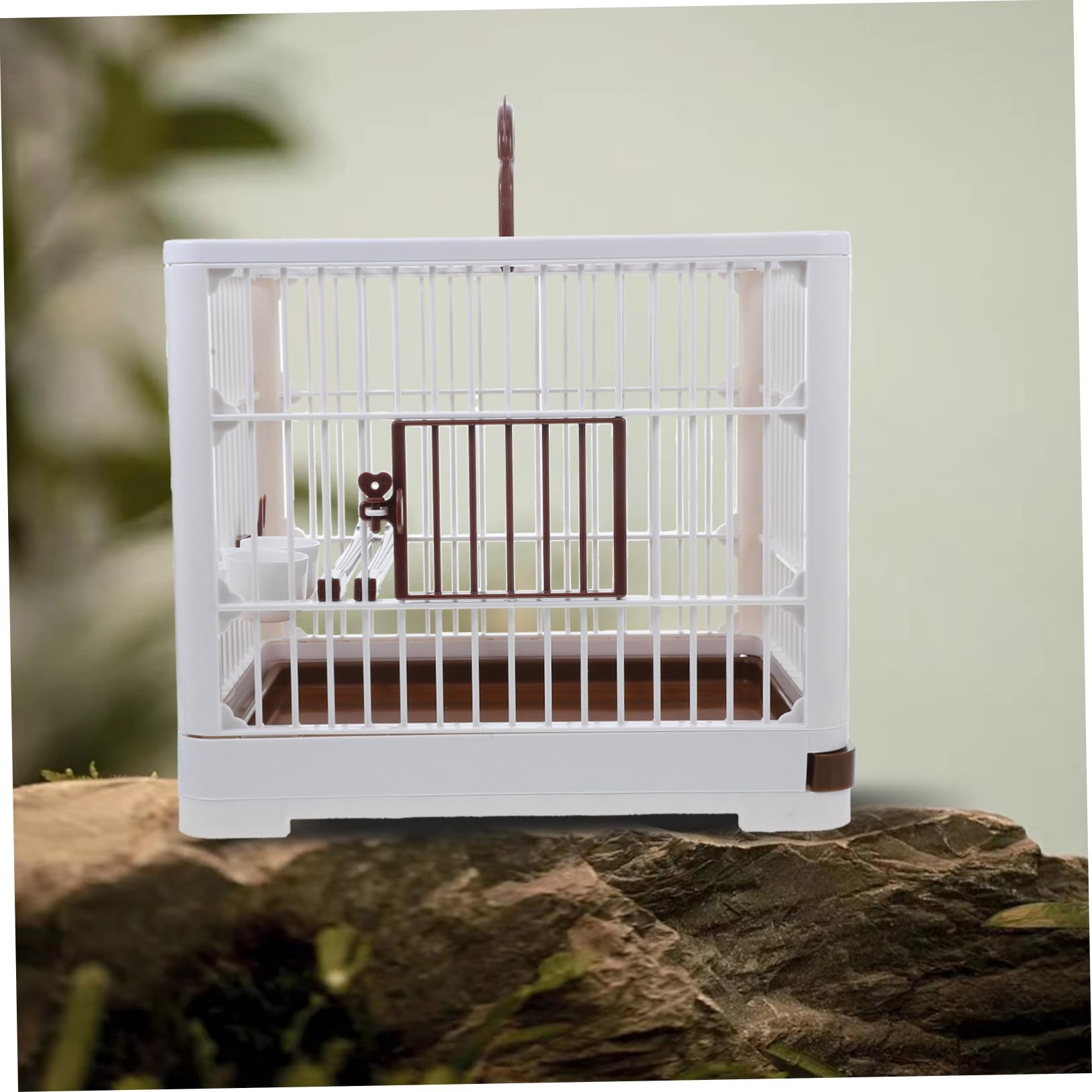 Happyyami Tragbarer Vogelreisekäfig Abs Abnehmbare Bodenschale für Kleine Vögel und Tauben Belüftungsöffnungen für Reise und Outdoor