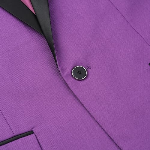 Miniatura 5 de Boyland Traje de 2 piezas para hombre, color sólido, chal, solapa, un botón, chaqueta del mismo color, pantalones de negocios, traje de negocios