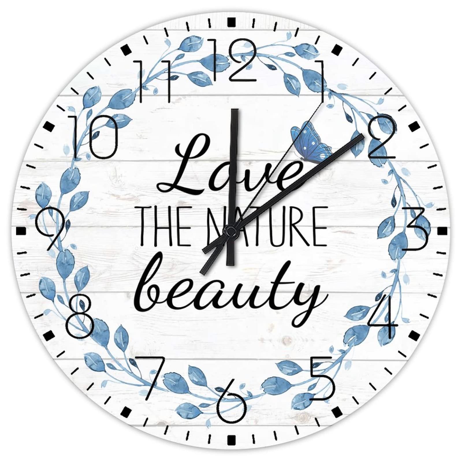 Horloge murale sans tic-tac en bois mouvement silencieux Love The Nature