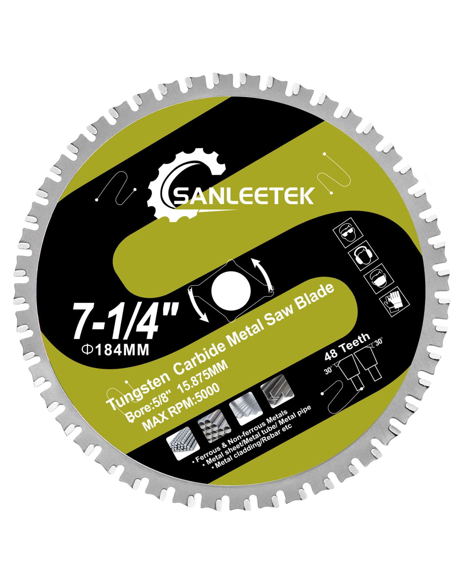Kreissägeblatt Metall 184mm - TCT Metallkreissägeblatt 48 Zähne Metalltrennscheibe Bohrung 15,875mm für Stahl Eisen Rostfreier Stahl Eisenmetalle Rohre