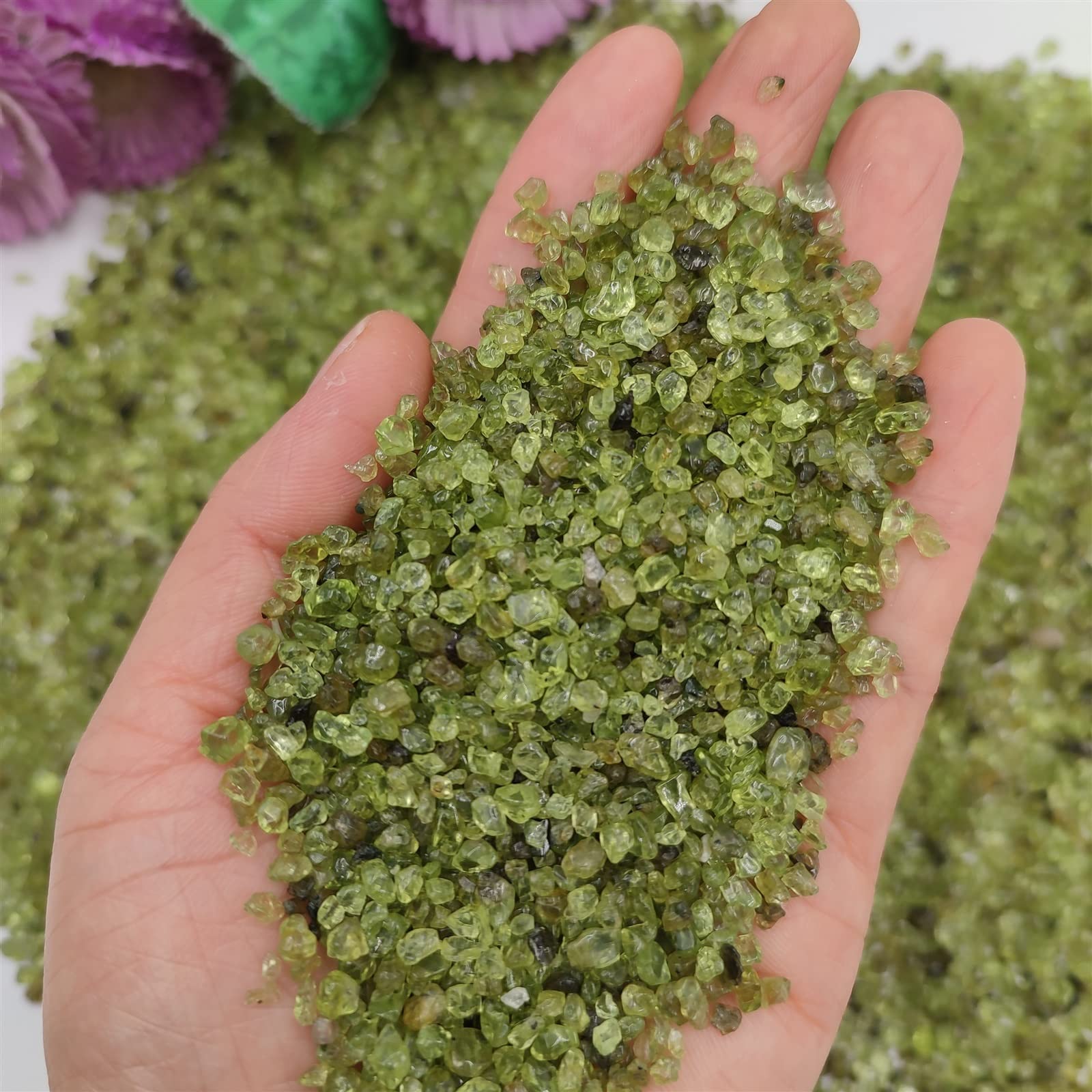 Lote de 100 g/Paquete de peridoto Natural, olivino, Cristal de Cuarzo, Piedra caída, Grava, decoración de la habitación del hogar, Acuario DIY Inicio Colecciones