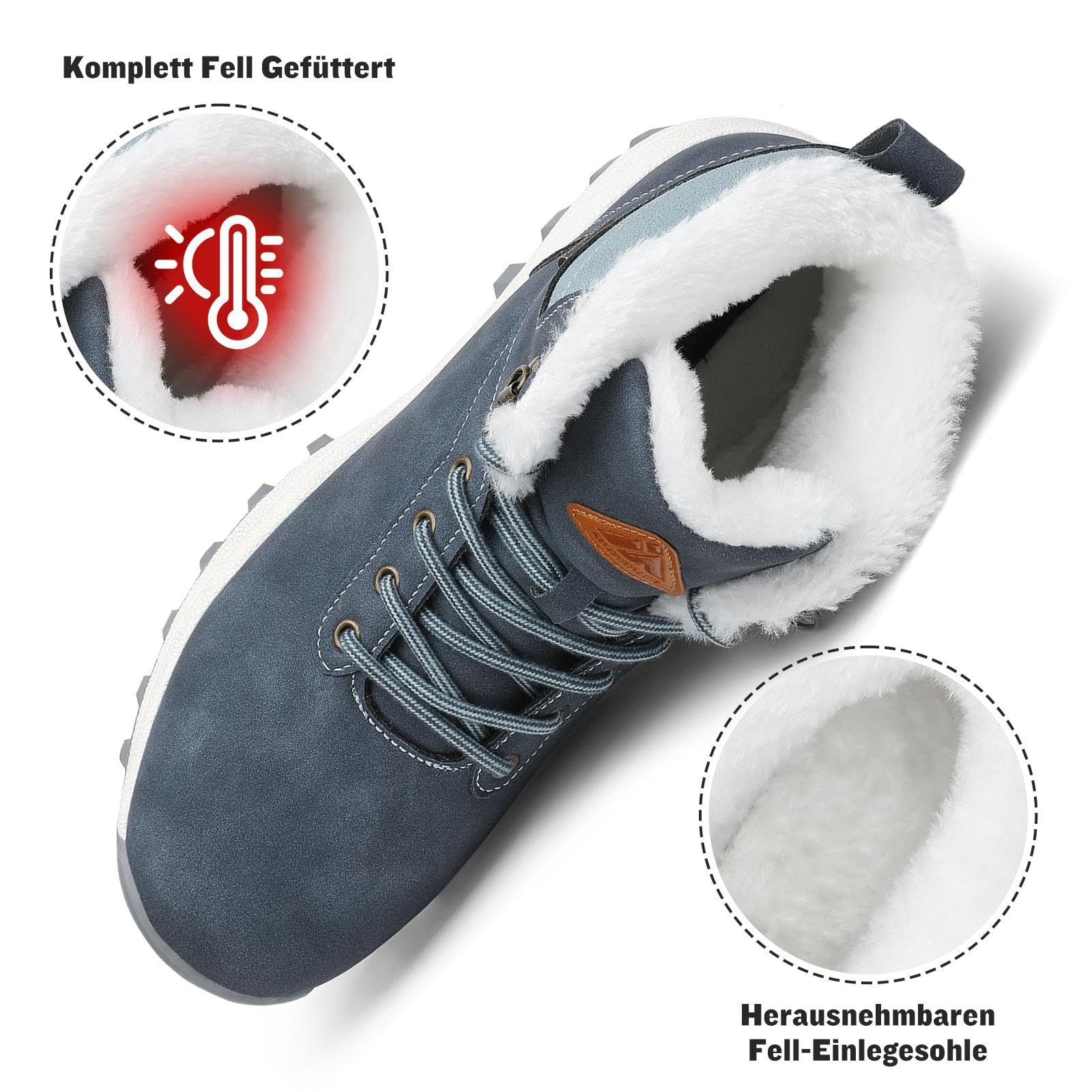 Mishansha Scarpe Uomo Donna Invernali Impermeabili Antiscivolo Stivaletti Invernali con Pelo, Gr.36-48