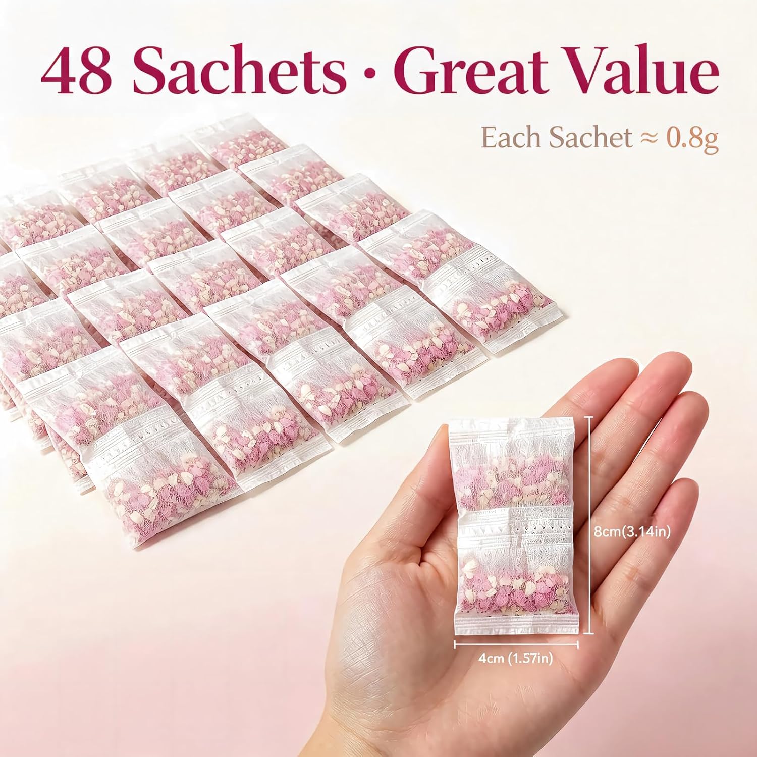 Scented Sachets for Drawers and Closets, 48 Pack Rose Closet Freshener