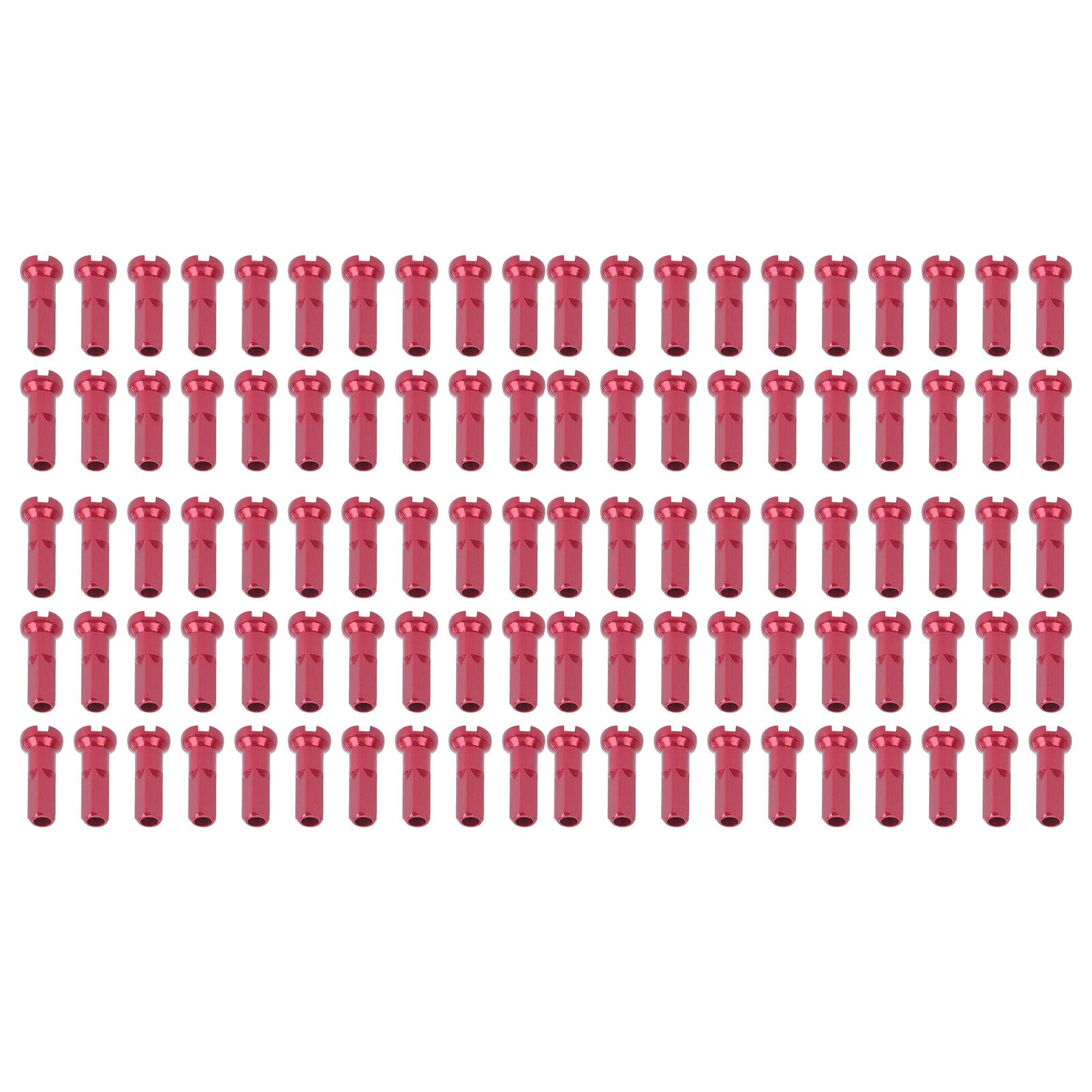 Spoke Cover Nipple, 54g Sturdy Durable 14x6mm Aluminum Alloy Bicycle Spoke Cap, 100Pcs Resistance Rust Proof for Cycling Accessory Bike Spokes (Red)