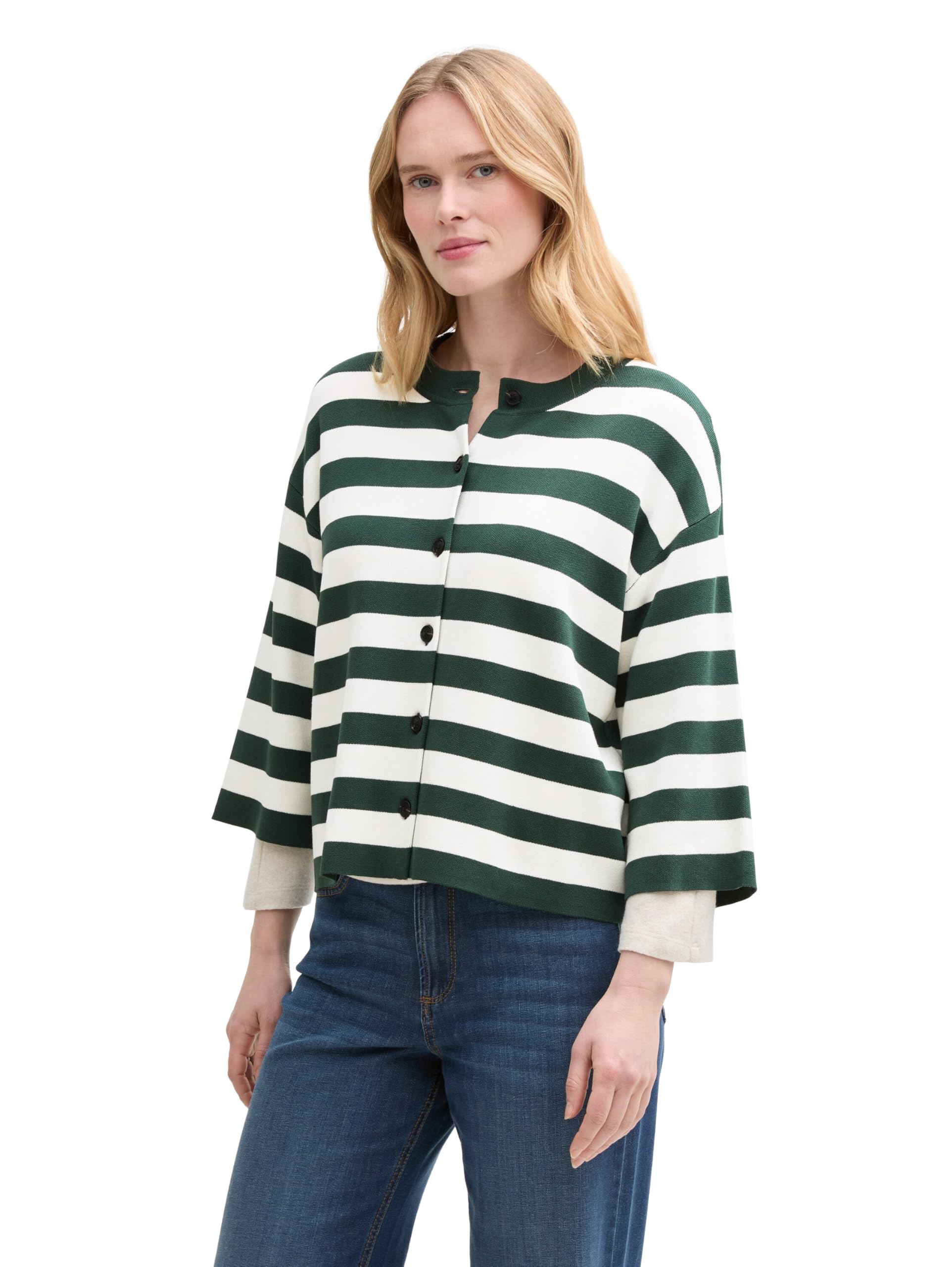 TOM TAILOR Damen Cardigan mit Streifenmuster