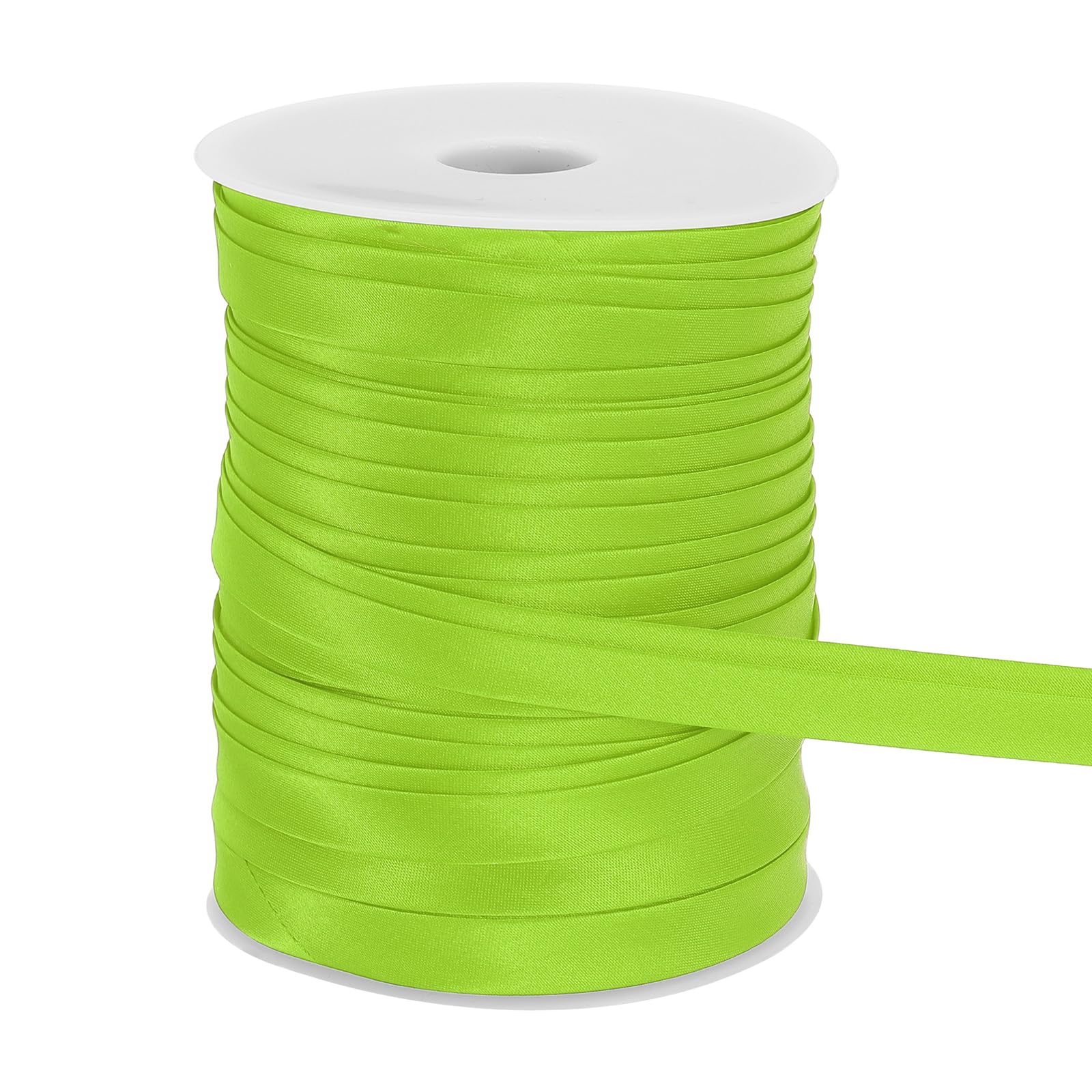 sourcing map Double Fold Bias Tape for Sewing 3/5 Inch x 55 Yards Satin Pre-fold Continuous Binding Tape for Seaming Quilting Hemming Binding DIY Crafts, Bright Green