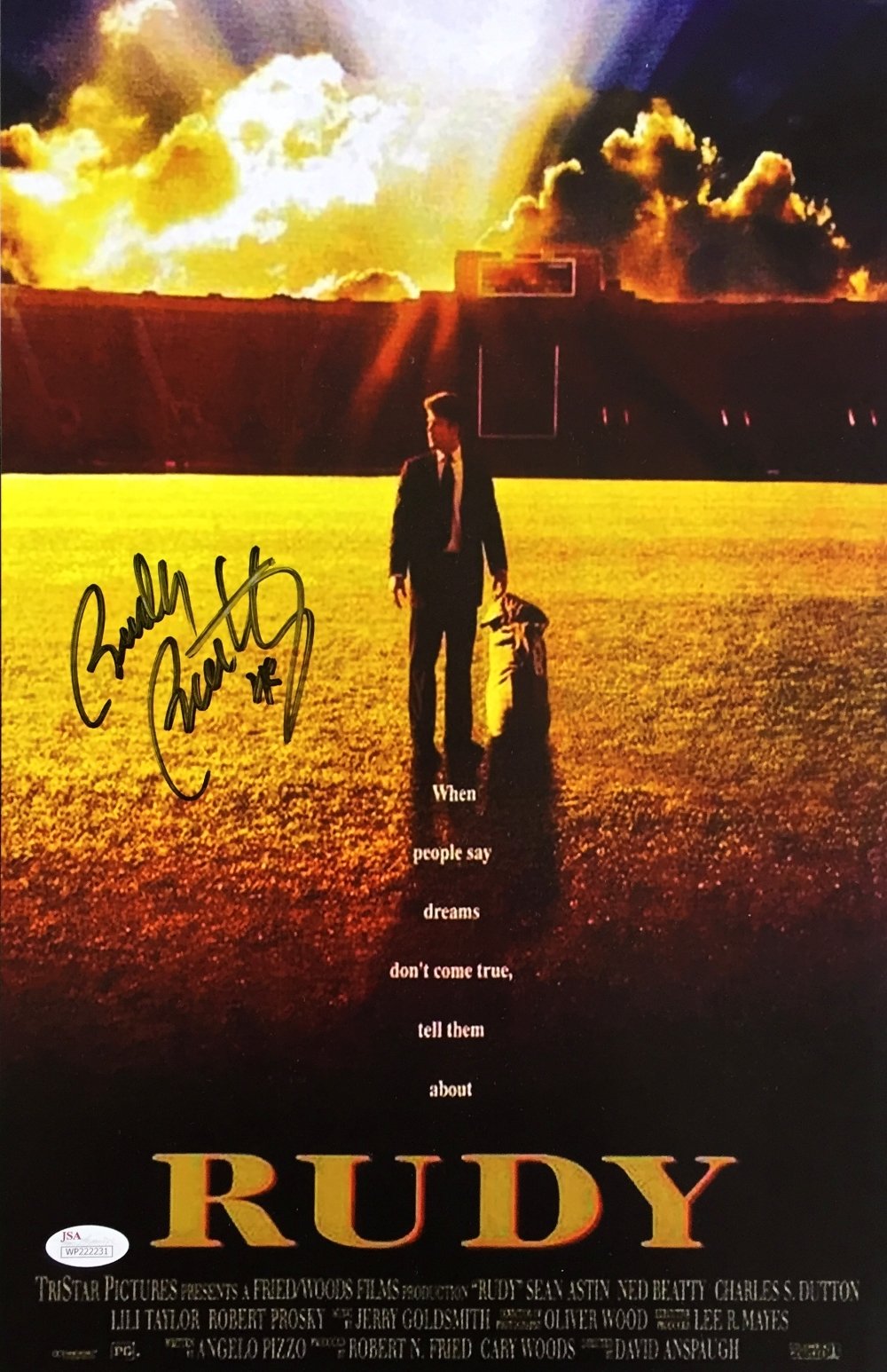 Rudy Ruettiger Signed 11x17 Notre Dame Rudy Movie Poster Photo JSA ITP