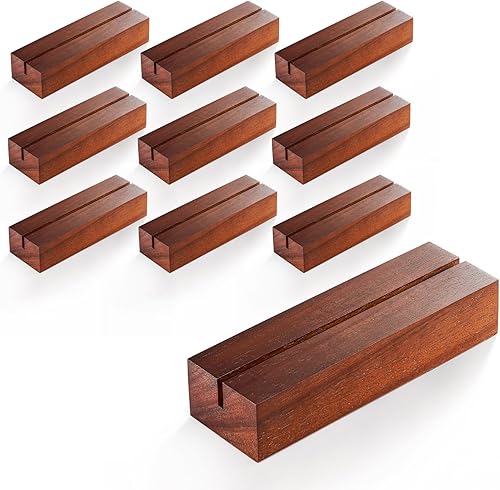 Miniatura 1 de TIDITA Tarjetero de madera de acacia de 4.7 x 1.6 x 1 pulgadas (10 unidades), soportes de madera acrílica para letreros de mesa, perfectos para