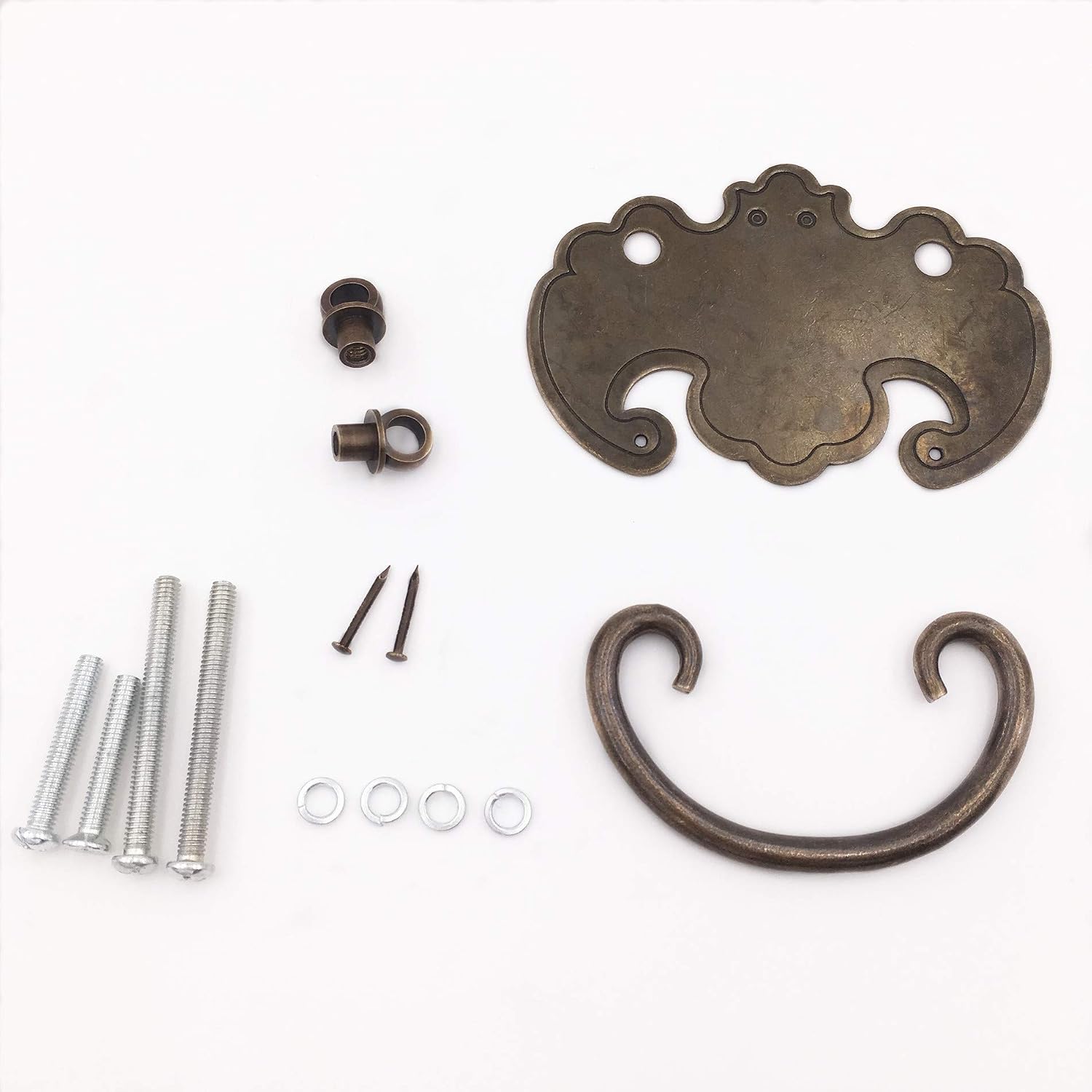 5 Pack Antique Bronze Finish Bail Pull Handle 1-5/6" Hole Centers Drawer Finger Pull, Bronze