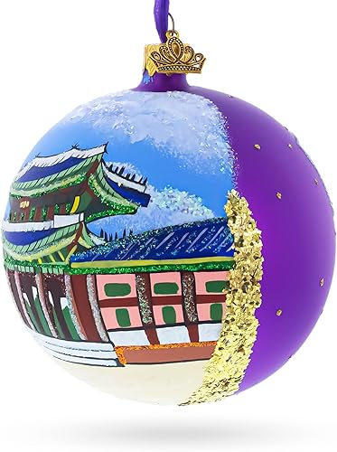 Miniatura 3 de Gyeongbokgung Palace, Seúl, Corea del Sur, bola de cristal adorno de Navidad 4 pulgadas