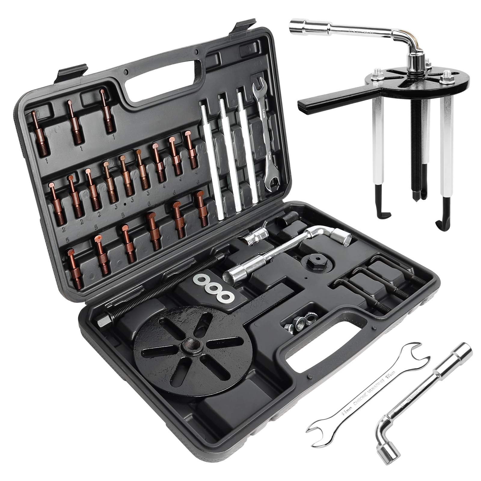 Set Extractor de Rodamientos 37-en-1 Interior & Exterior, Herramientas con Extractor de 3 Mandíbulas & Llave L, Extractor de Rodamientos Series 6000/6200/6300, Herramientas Precisión Coches &Industria