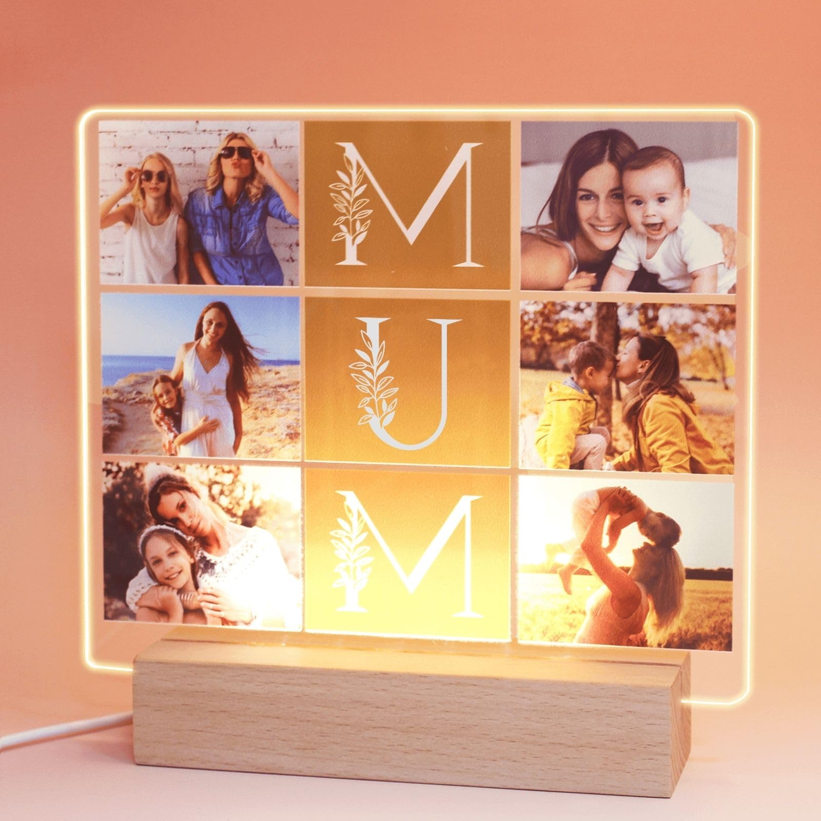 uniqicon Personalised Mother's Day Gifts for Mum From Daughter and Son, Customised Multiple Photos Night Light,Idea New Mum Gifts, Presents for Mummy — image 1