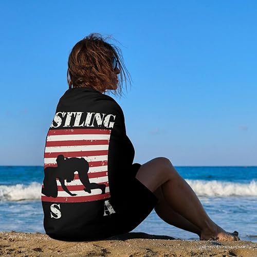 Miniatura 4 de Toallas de playa de gran tamaño con la bandera estadounidense, toallas de baño de piscina de doble cara a prueba de arena, absorbentes, de secado