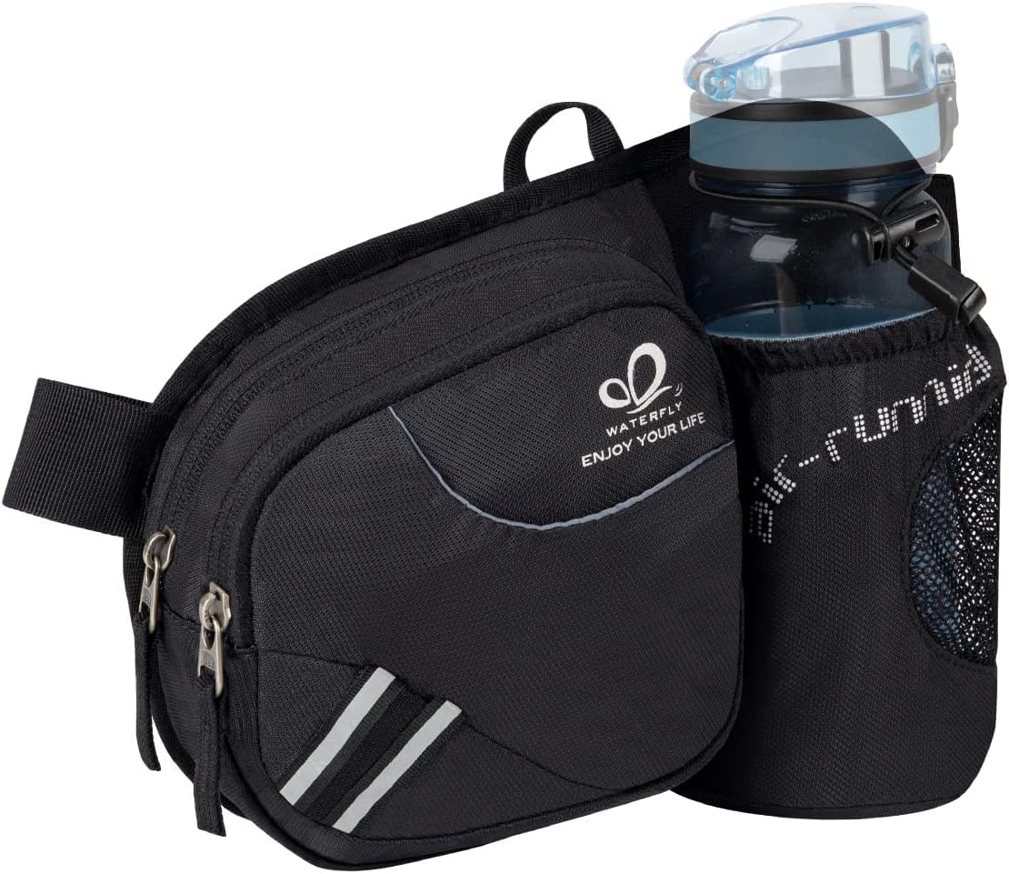 Waist Fanny Pack, Waist Pack with Bottle Holder Water Repellent Bum Bag Dog Walking Waist Bag