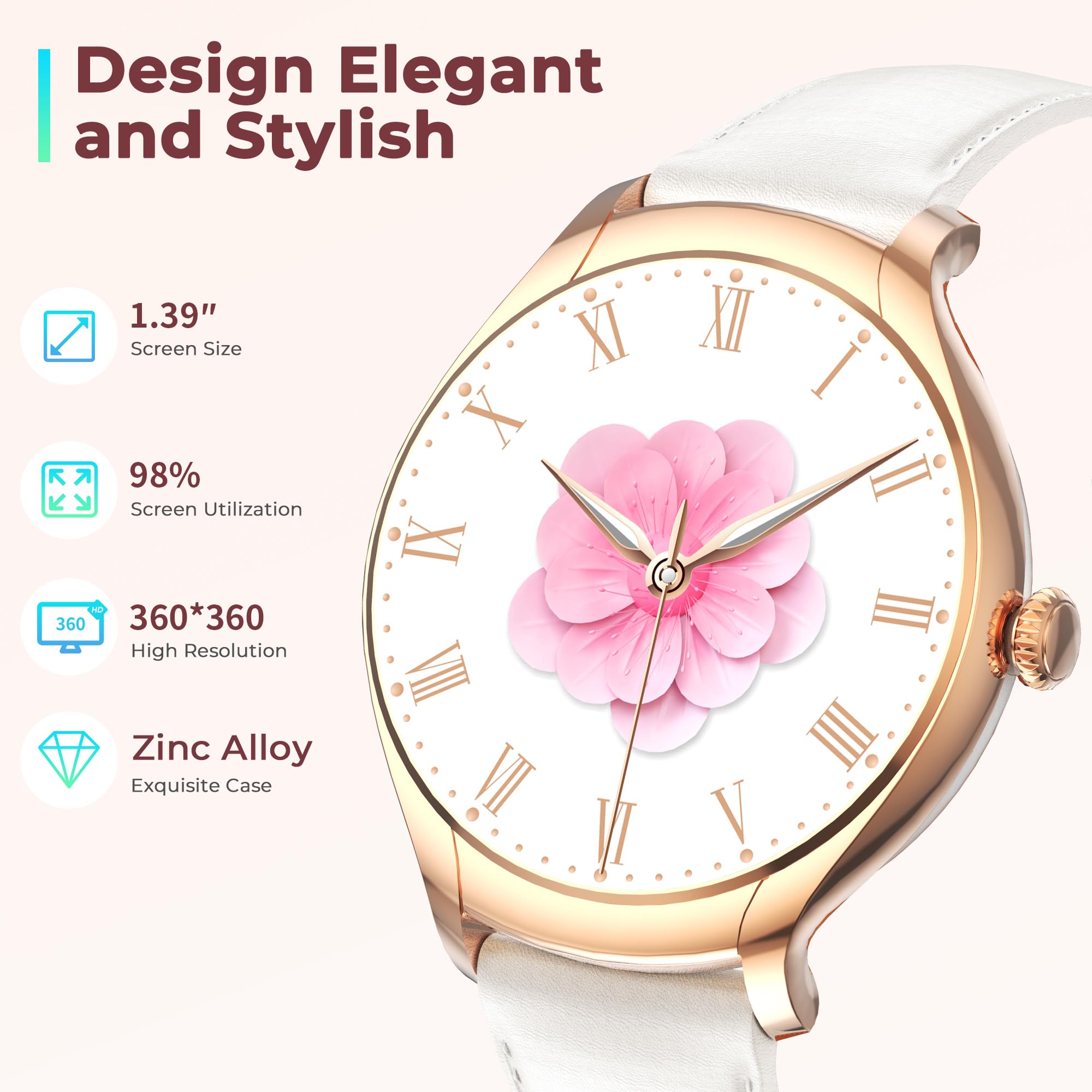 Smart Watch for Women Make/Answer Calls, 1.39'' Fitness Watch with Heart Rate/SpO2/Sleep Monitor, 100+ Sport Modes - Image 2