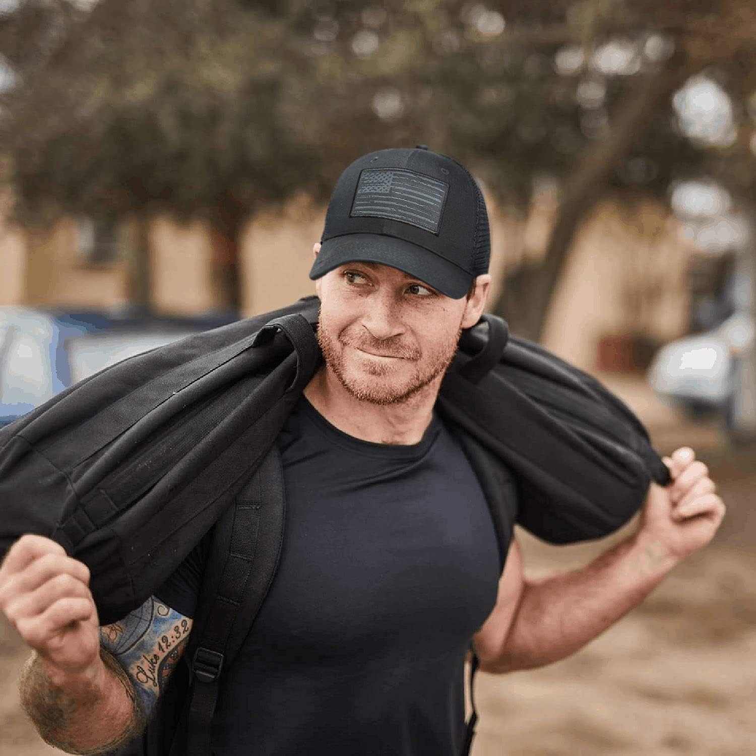 American Flag Hat, Baseball Cap for Men Women, Adjustable Snapback Hats USA Flag Trucker Hat Black - Image 5