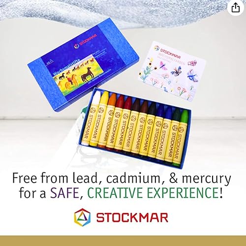 Miniatura 3 de STOCKMAR Crayones de cera de abejas, juego de 12 colores surtidos en una caja de almacenamiento resistente, crayones de cera resistentes a la rotura