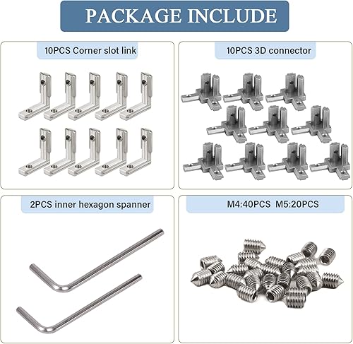 Miniatura 8 de 22 conectores de extrusión de aluminio 2020 soportes de esquina soporte de esquina de extremo de 3 vías conector de soporte en L ranura en T negra
