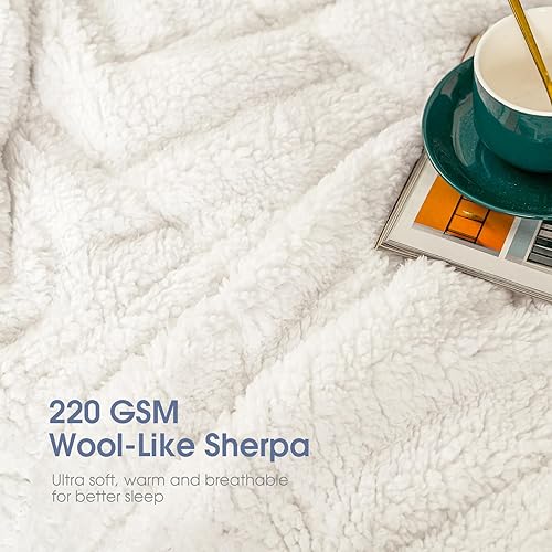 Miniatura 3 de Manta con peso de piel sintética de 15 libras, suave y mullida, lujosa manta pesada de felpa Sherpa de doble cara, acogedora manta cálida para cama,