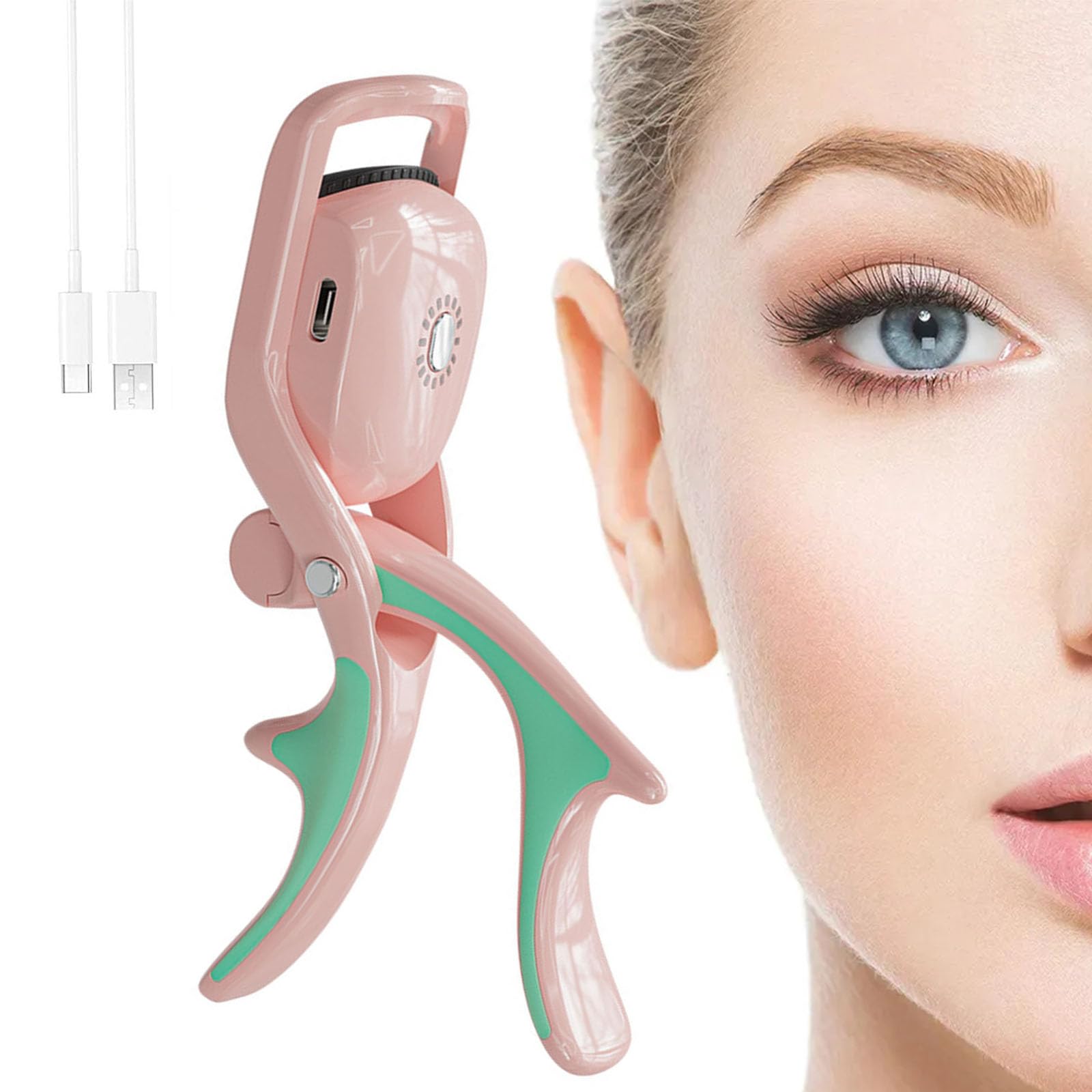 Rizador de Pestañas Eléctrico, Rizador Pestañas Térmico, Rizador de Pestañas Portátil Profesional con 3 Modos de Temperatura e Peine Pestañas con Almohadillas de Silicona, USB Rechargeable (Rosa)