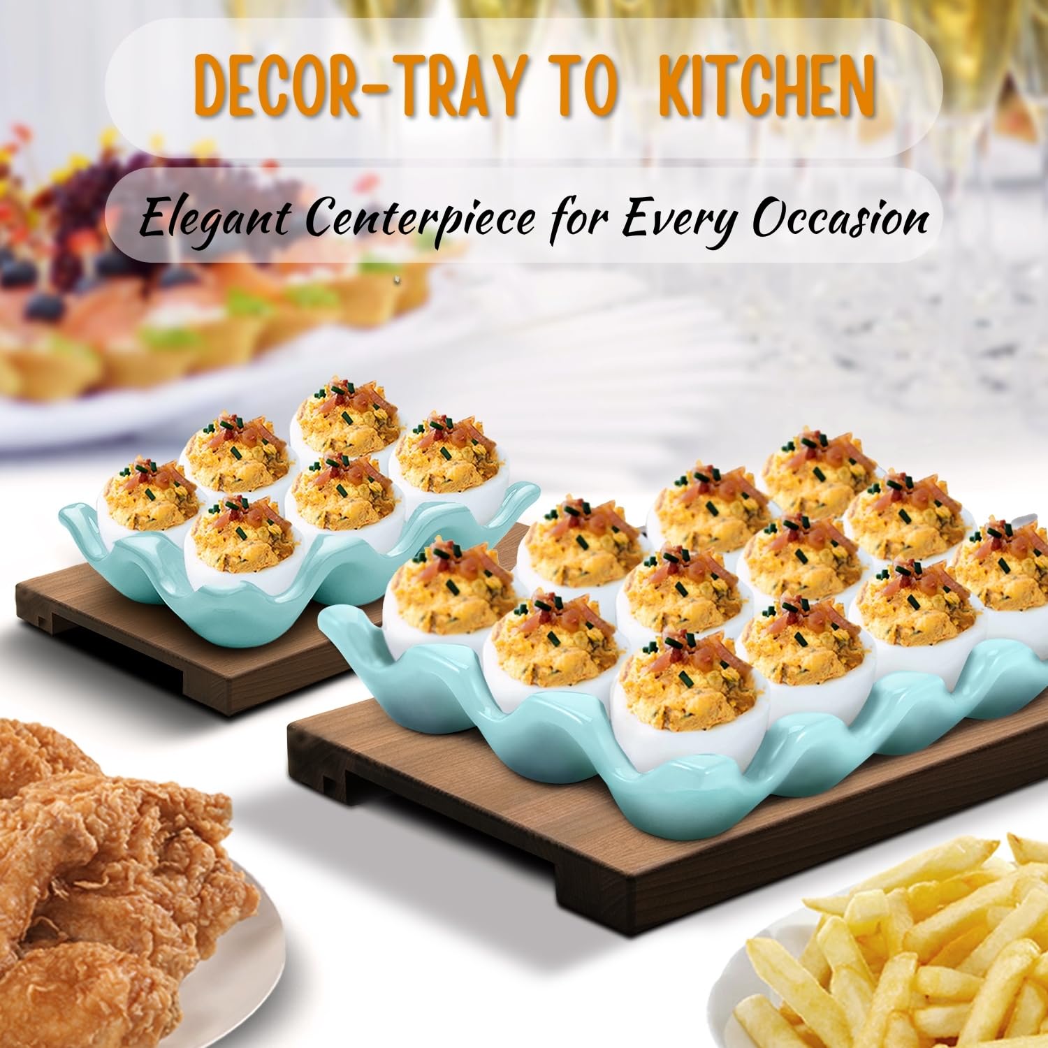 Flexzion 12 + 6 Cups Ceramic Egg Holder for Fridge - Image 2