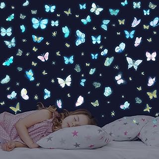 Glow in The Dark Wall Decals - Luminous Butterfly Stickers, Colorful Rem...