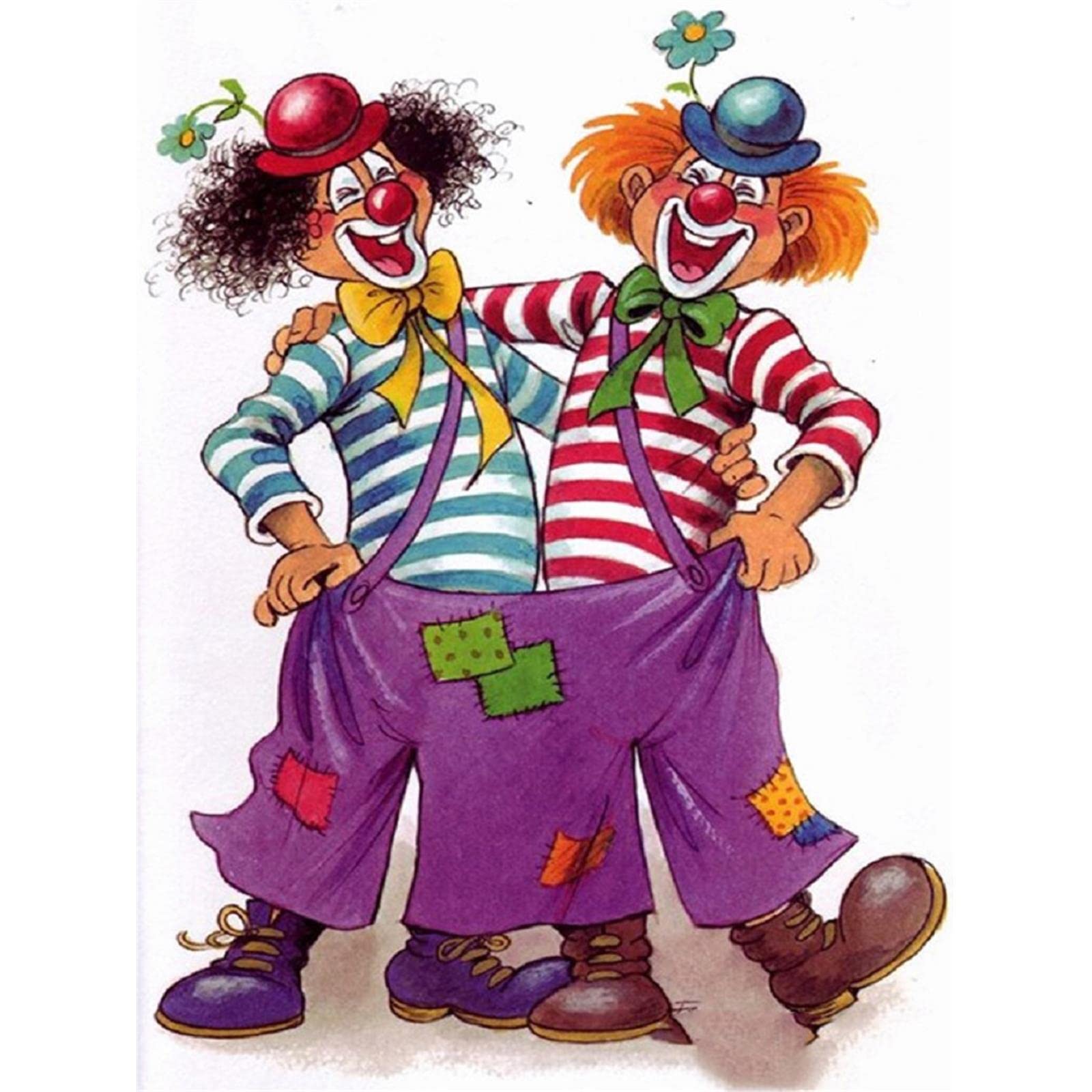 Yscolor White Full Round Drill 5D Diy Diamond Painting Cartoon Clown 3D Embroidery Cross Stitch 5D Home Decor 11.8X15.8in/30X40cm