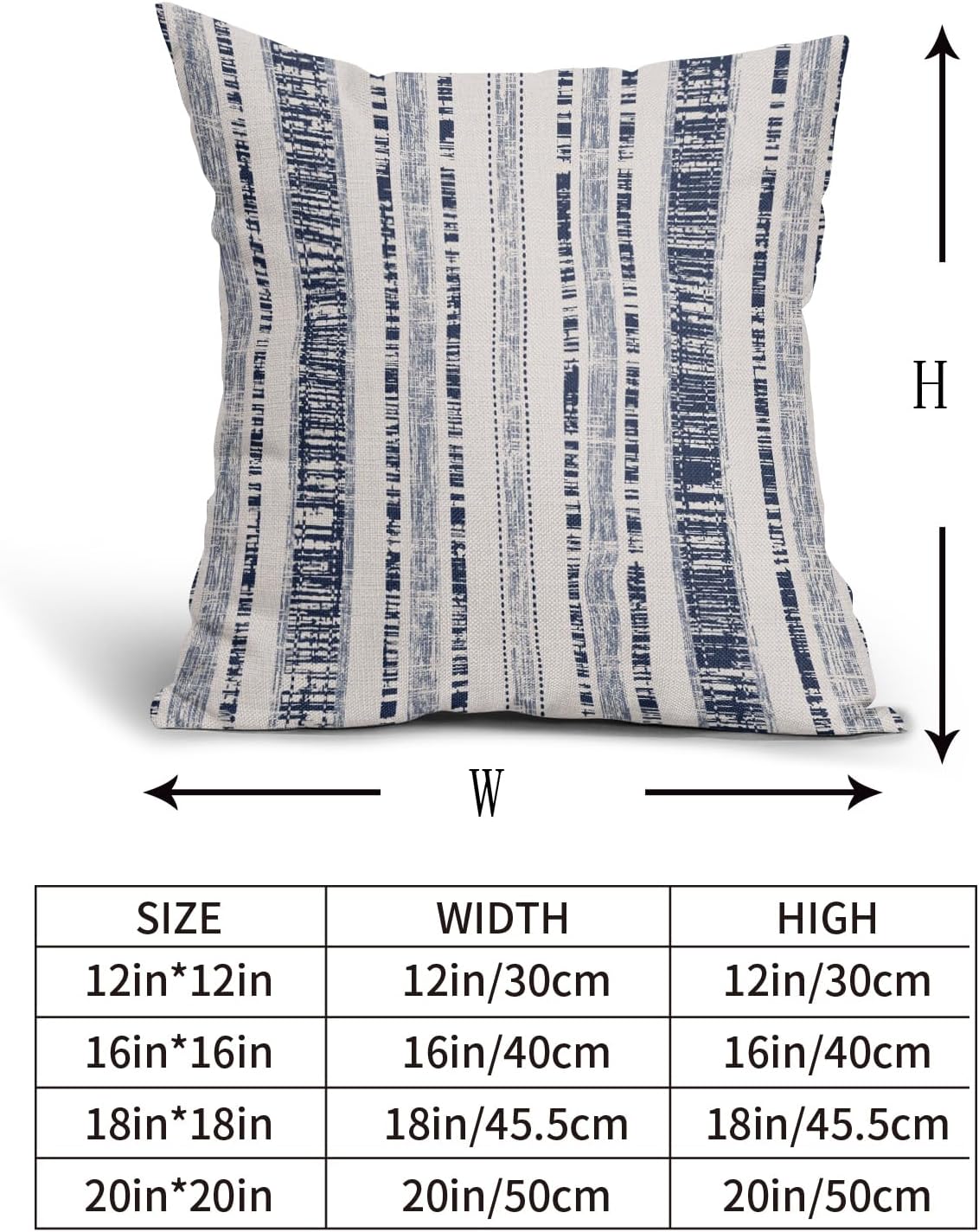 Blue Striped Pillow Covers 18x18 Set of 2 Beige Cream Stripe Print Decorative Outdoor Pillowcases Rustic Boho Farmhouse Throw Cushion Case Couch Sofa Bed Decor - Image 5