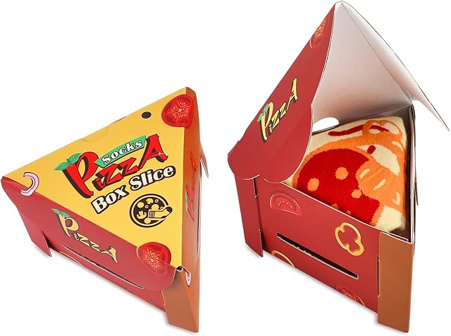 Pizza Box Funny Socks for Men Women Teens - Fun Novelty Crazy Funky Silly Cool Food Cotton Socks Christmas Gifts