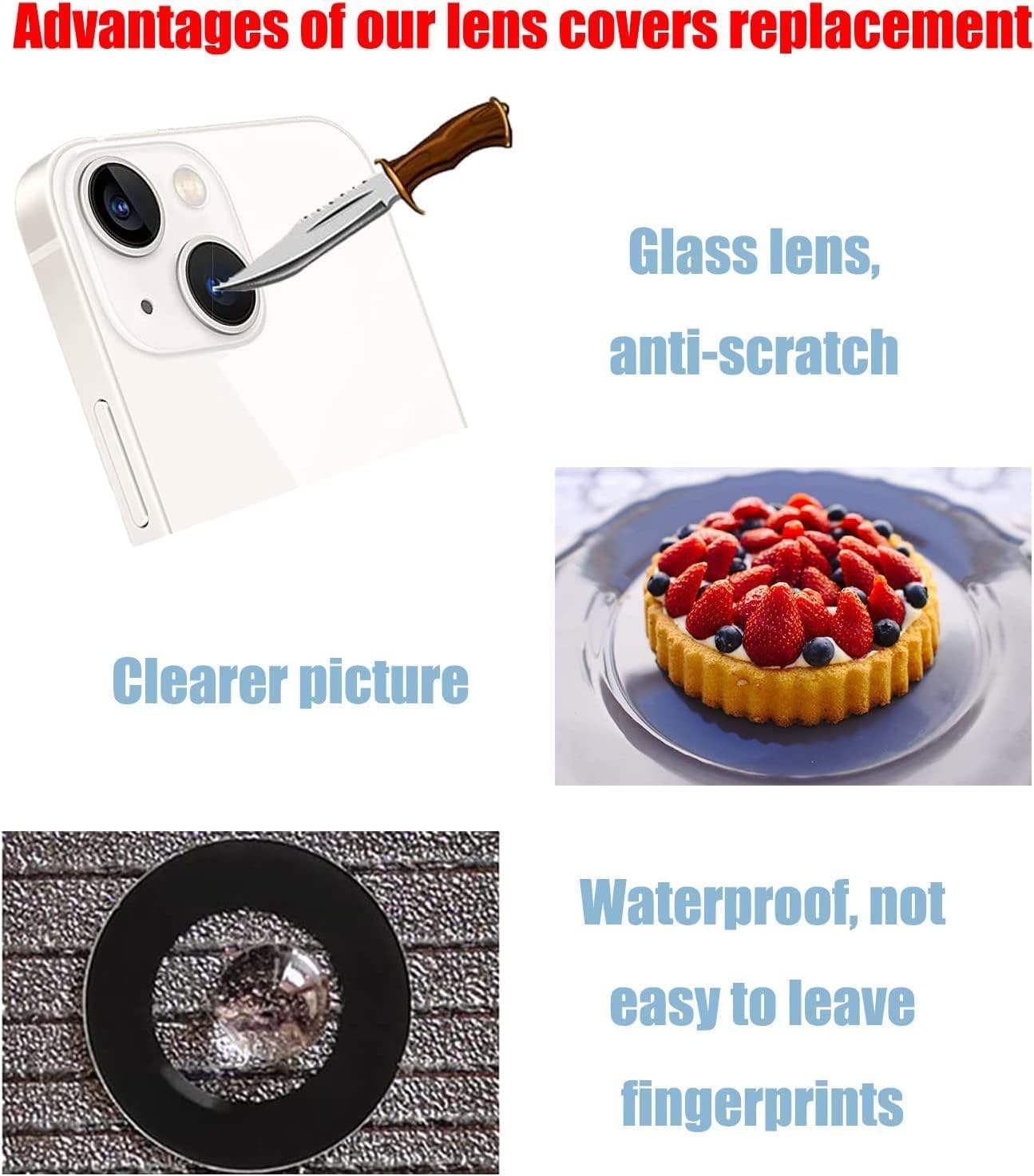 Lentille de Rechange pour Appareil Photo arrière pour iPhone 13/iPhone 13 Mini, Anti-Rayures et étanche, Coque arrière en Verre de Rechange avec et kit d'outils de réparation