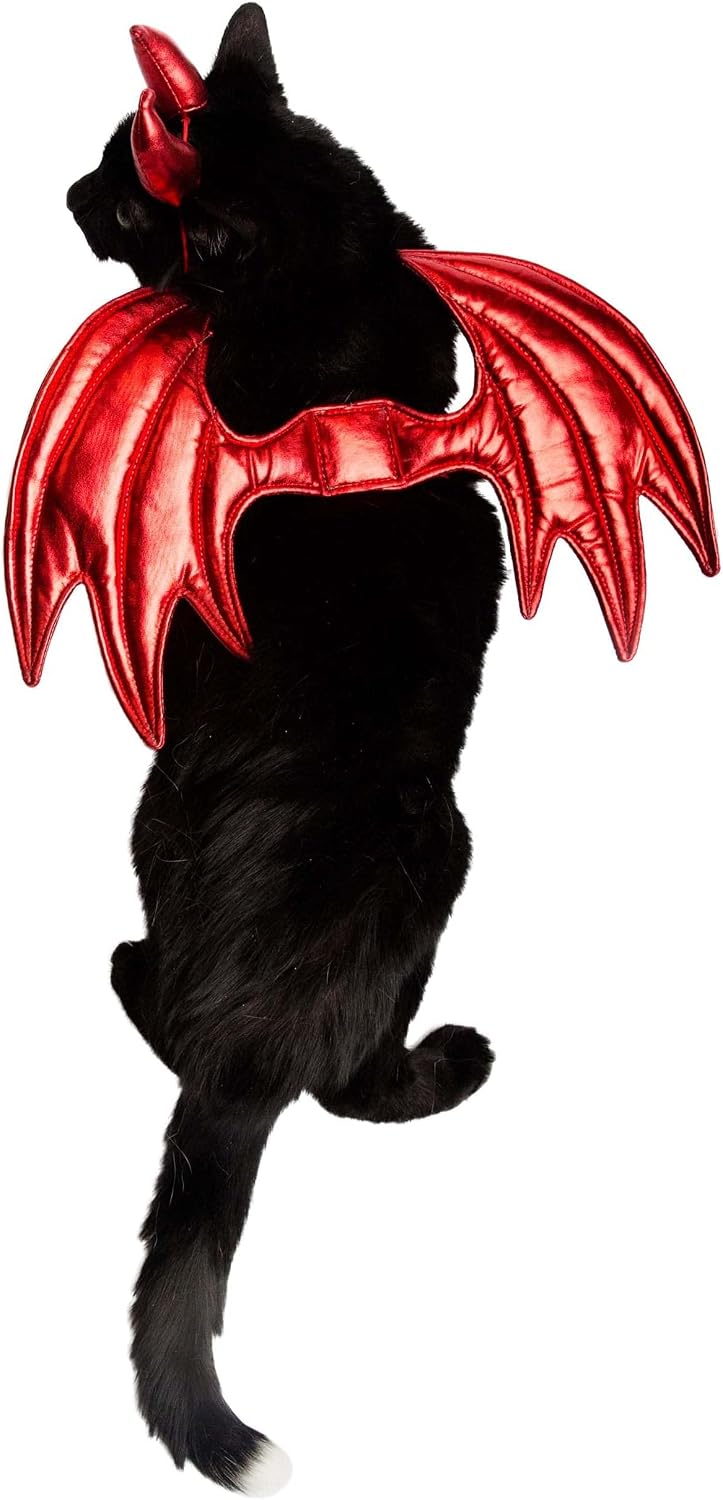 Pet Krewe Devil Dog Costume & Cat Costume - Attaches to Any Pet Harness, One Size Fits All Pets - Perfect for Christmas Holiday, Parties, Photoshoots, Gifts for Dog & Cat Lovers