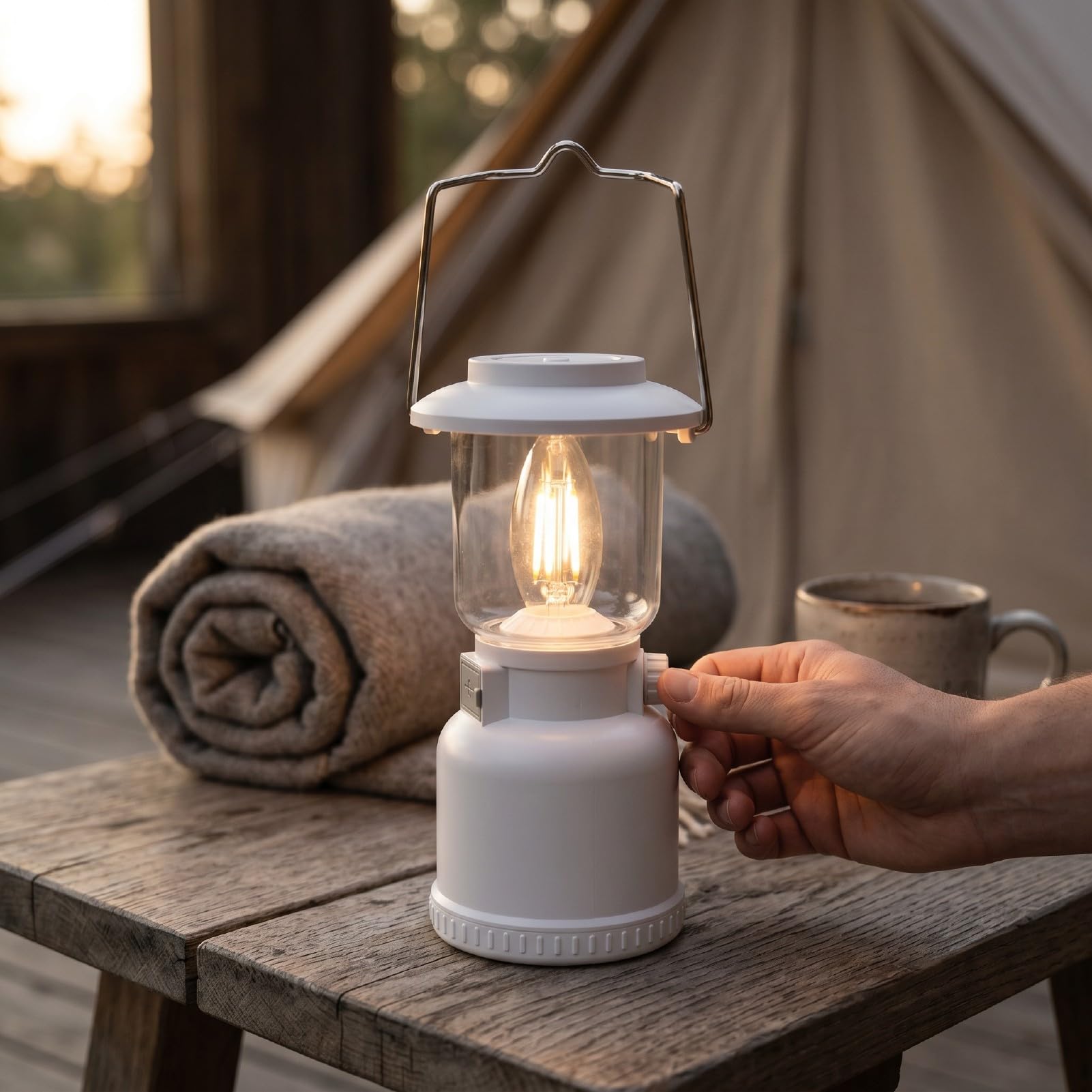 Lanterna da Campeggio Ricaricabile, Lampada di Emergenza | Impermeabile IP68, Batteria 1800 MAh per Uragani, Gancio per Tenda