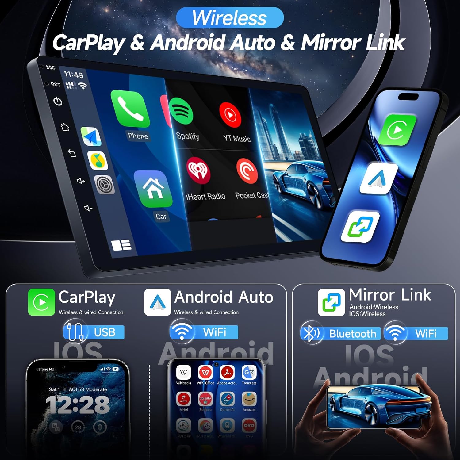 Naifay 4G+64G Android 13 Car Stereo for Toyota Corolla 2009-2013 Radio Upgrade, 9inch Touch Screen for Corolla with CarPlay Android Auto Bluetooth/GPS/WiFi/SWC