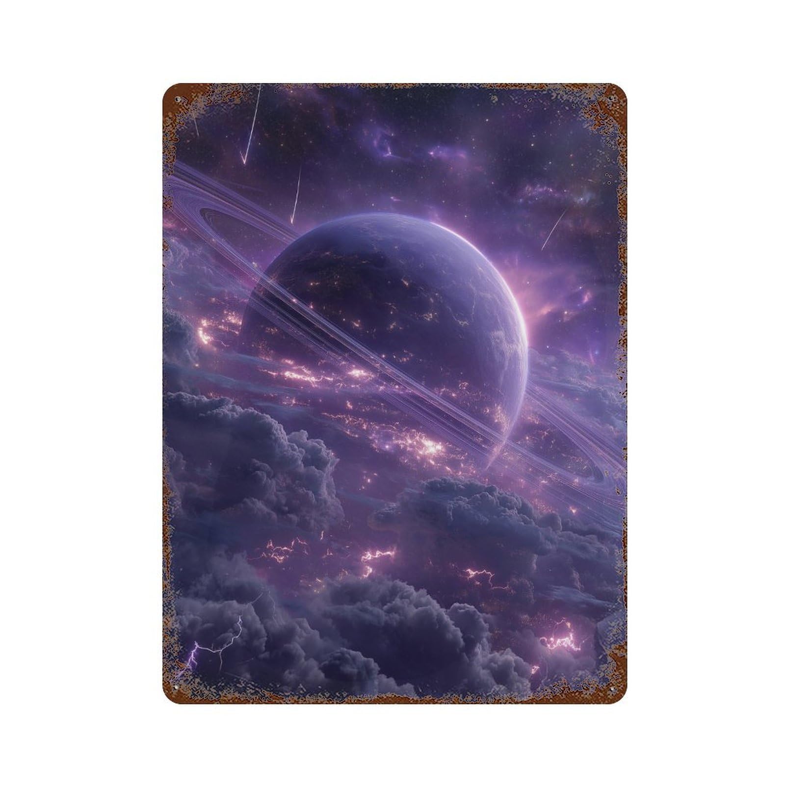 Rust Effect Galactic Dreamscape -5 Rusty Metal Tin Sign 15.7"x11.8", Old School Wall Decor for Garage, Bar And Workshop Decor