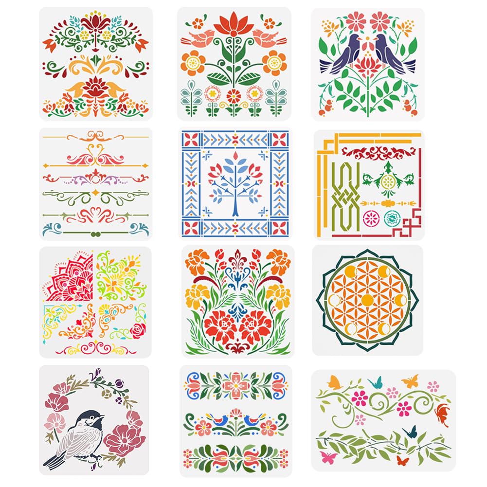 Pochoir motif floral BENECREAT pour relooker facilement vos vieux meubles