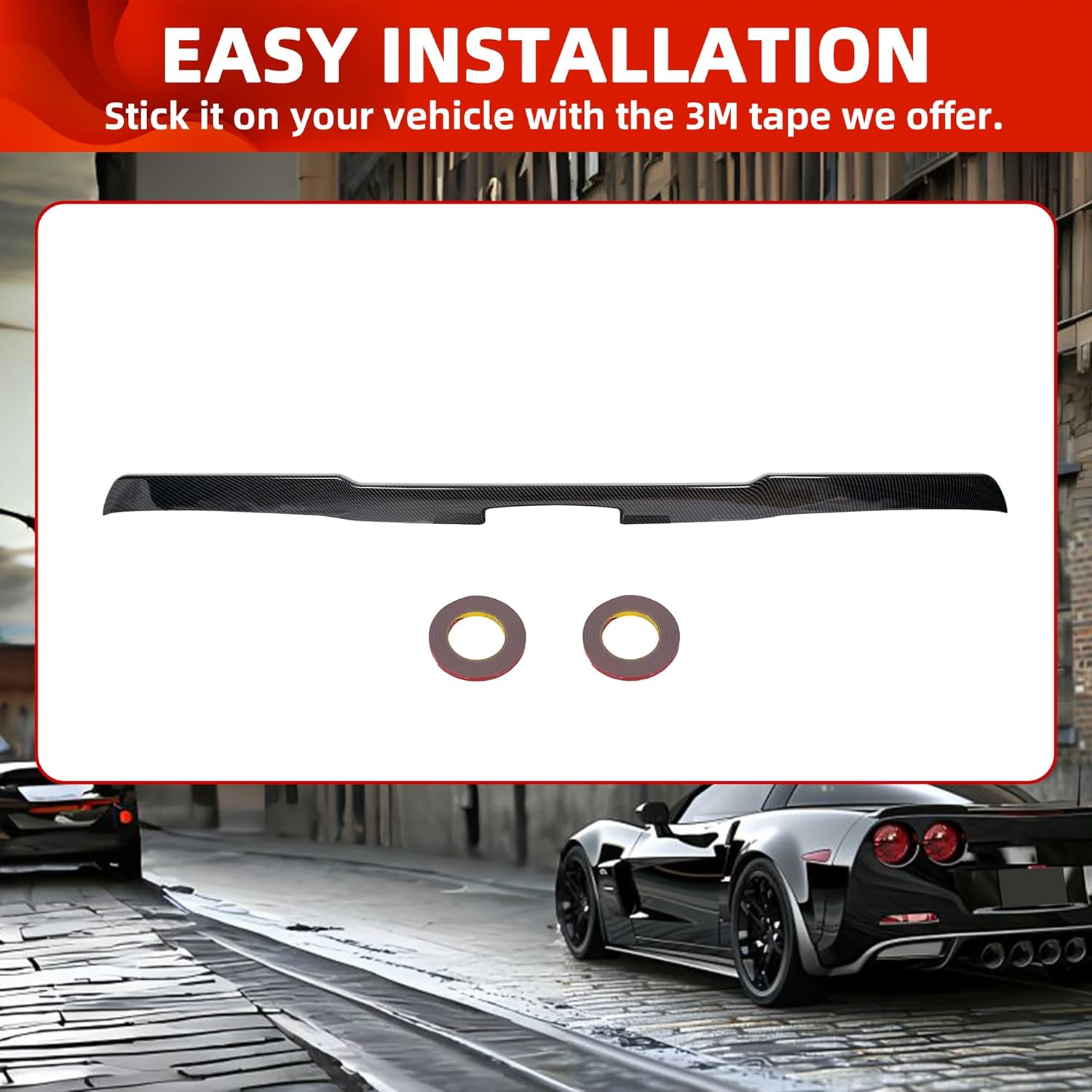 ECOTRIC Rear Trunk Lid Wing Spoiler Compatible with 2005-2013 Chevy Chevrolet Corvette C6 ZR1 Carbon Fiber Painted