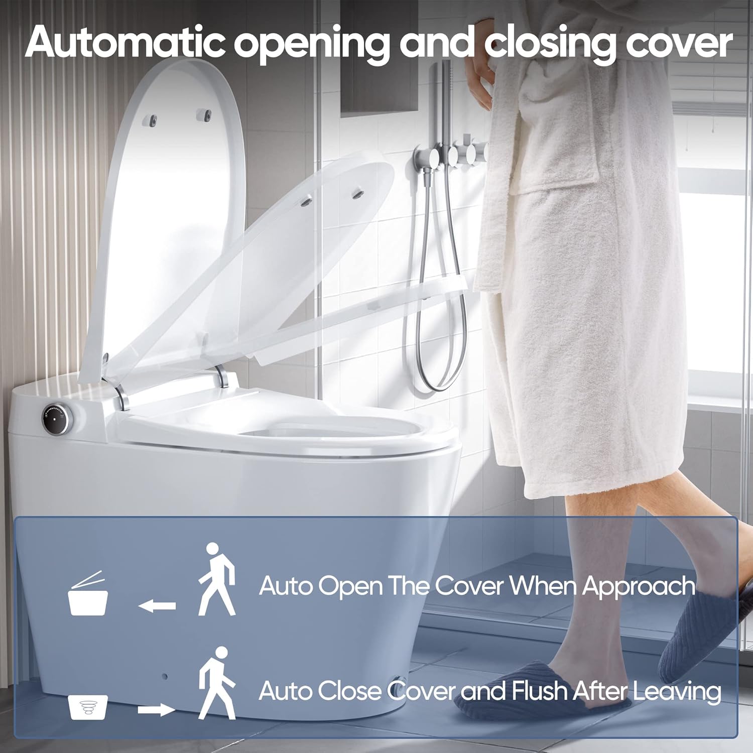 HOROW Luxury Smart Toilet, Upgraded Bidet Toilet, Modern Toilet with Bidet Built-in, Tankless Toilet with Automatic Powerful Flush, Auto Open/close Lid, Heated Bidet Seat, Instant Warm Water