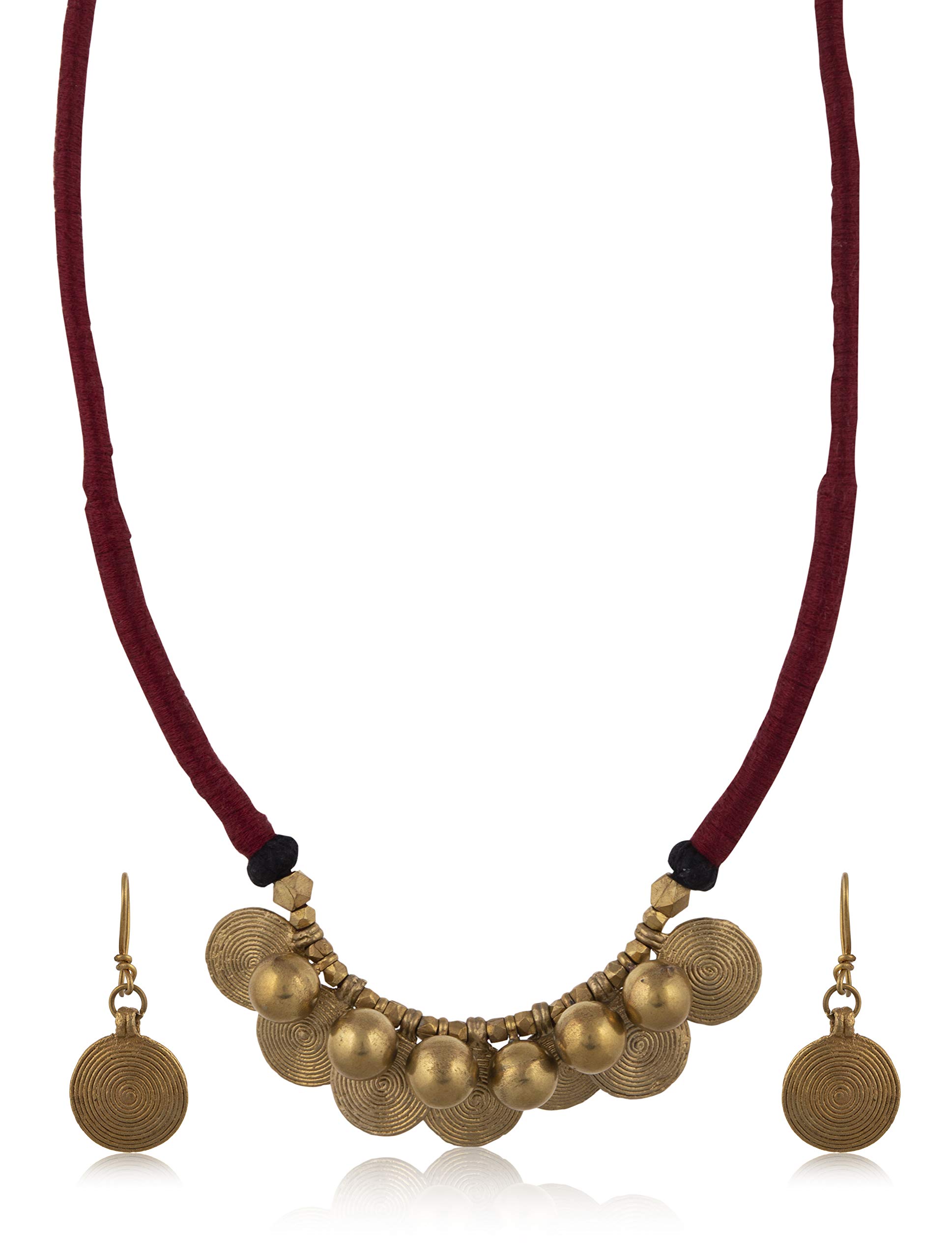 Arteastic Yellow Brass Dokra Jewellery Pendant Earring Set for Women (B08CBLDK61) Amazon Price History, Amazon Price Tracker