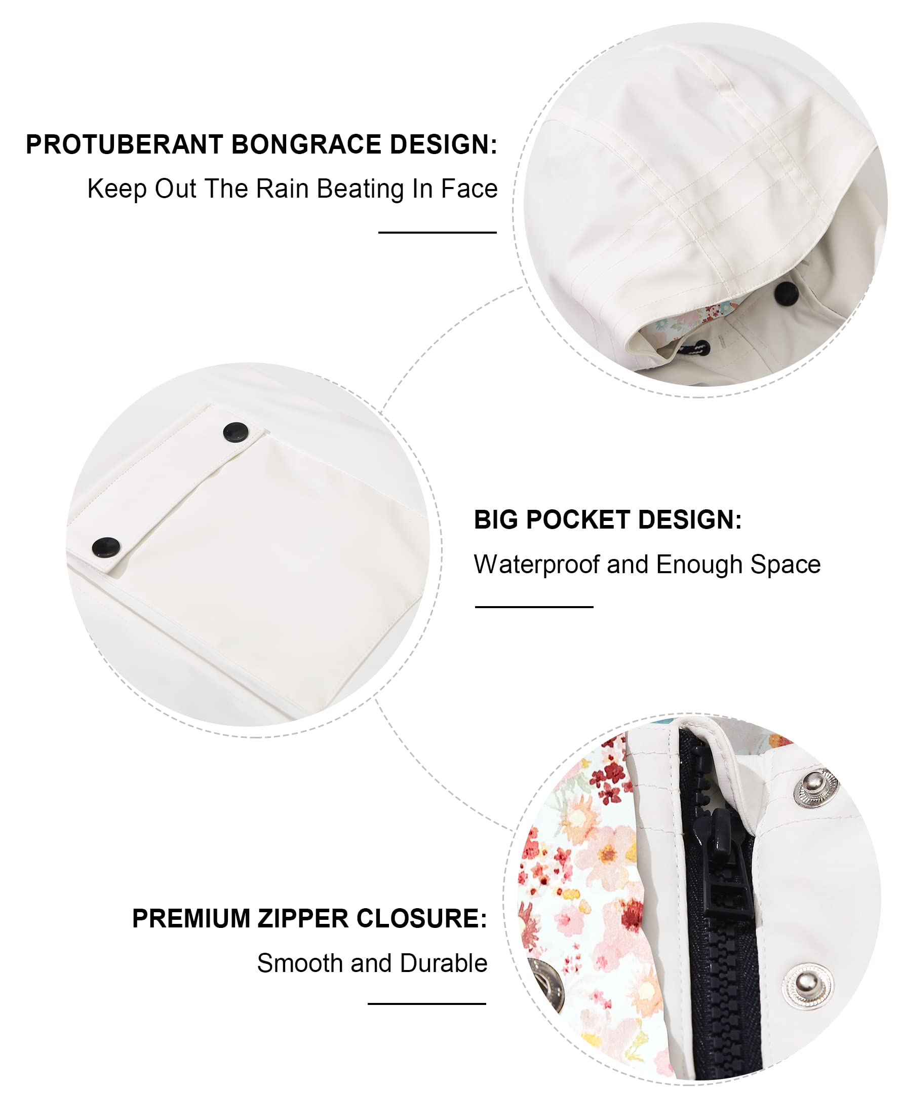 SOLOCOTE Chubasquero para Niños con Capucha Mochila Forrada de Goma para Niñas y Niños Impermeable y Resistente al Viento