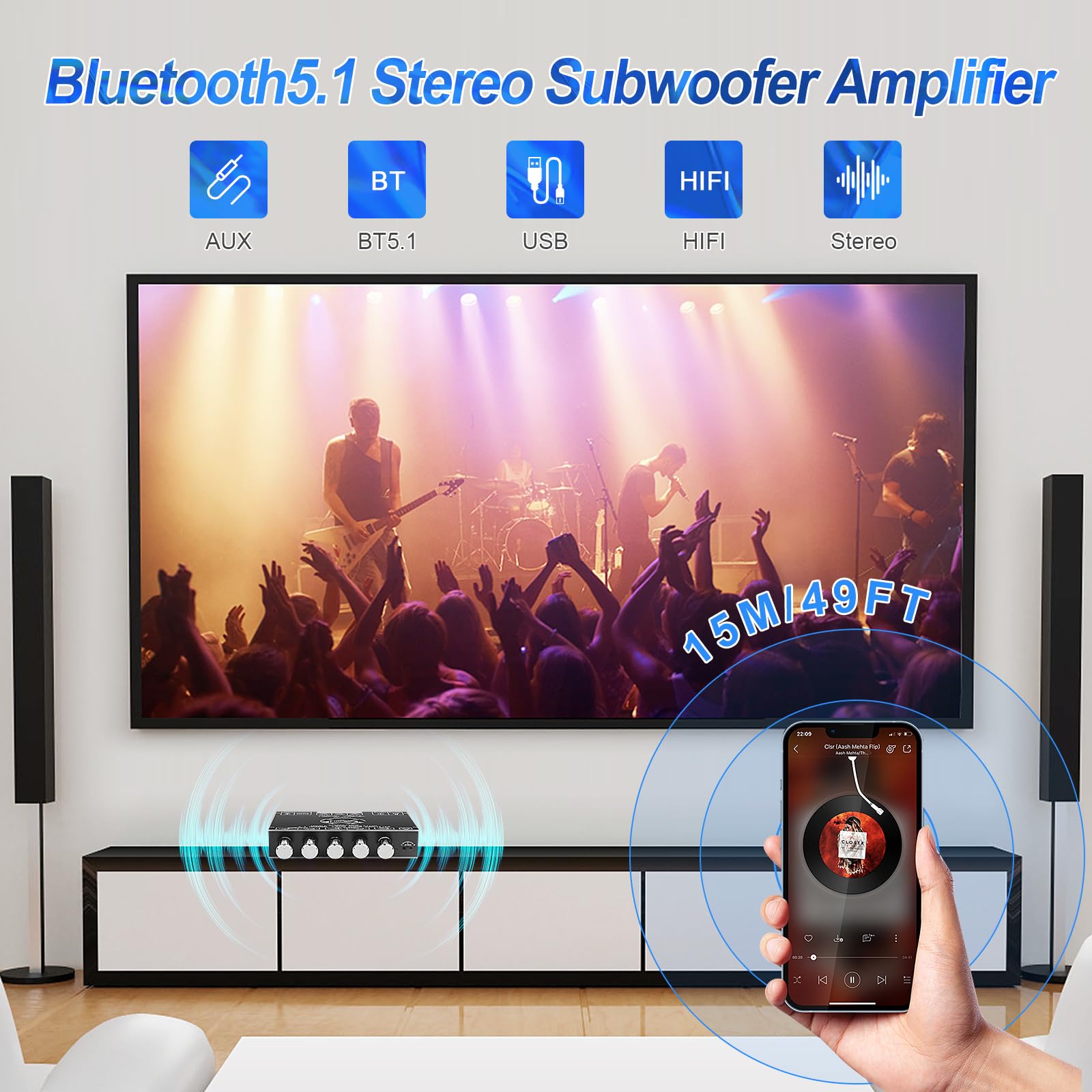 Bluetooth 5.1 Audio Amplifier Board, ZK-AS21 2.1 CH 160W x 2 +