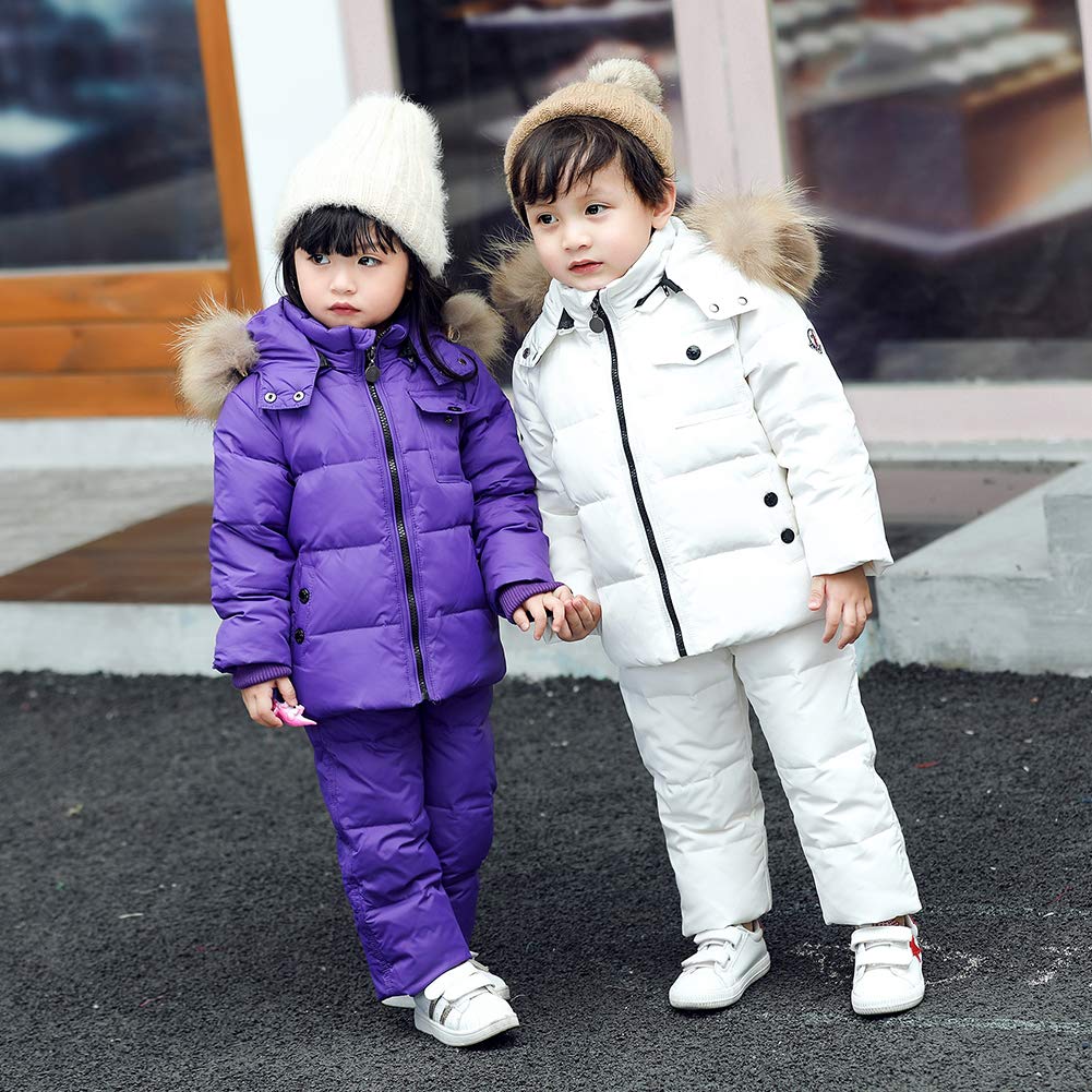2pcs Traje de Nieve Plumas Invierno para Bebé Niños Parka Acolchada de Esquí Pantalones de Nieve