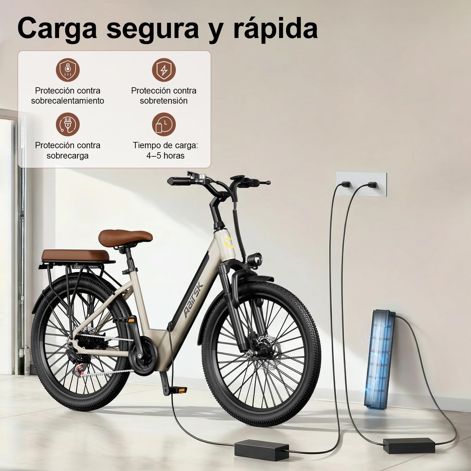 S600 - Bicicletta elettrica per adulti, 250 W, 36 V, 13 Ah, autonomia 75 km, 7 velocità, con batteria rimovibile e portapacchi