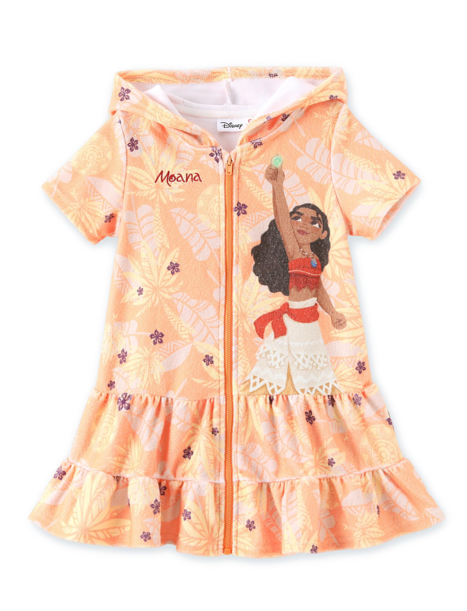 Disney Princess Frozen Stitch Minnie Girl Swim Cover Up Swimwear Terry Cloth Swimsuit Coverup Zip-up Bathing Suit Wrap Hooded