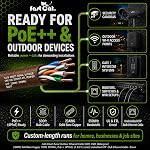 fast Cat. Cat6 Direct Burial Outdoor Rated CMX Cable,Waterproof, 23AWG Solid Bare Copper, 550MHz, UL Listed, Unshielded UTP, Bulk Ethernet Cable (500ft, Brown)