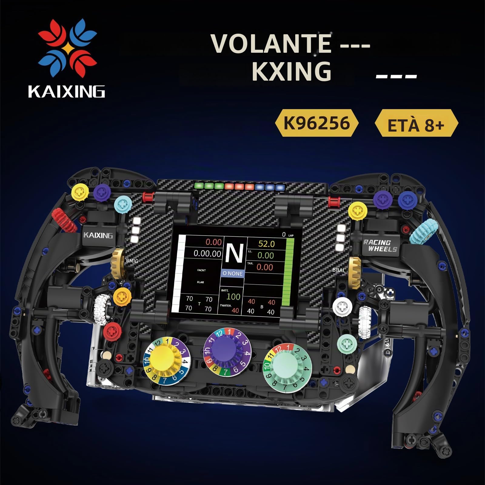 Racing Simulator Set di costruzione del volante, un giocattolo di ingegneria stelo con manopole funzioni, pannello di visualizzazione e paddle Shifters, adatto per bambini e collezionisti adulti. (A)