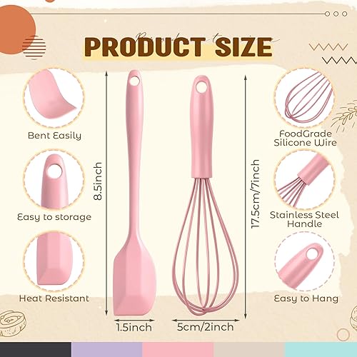 Miniatura 2 de Baderke 20 utensilios de cocina de silicona de 8.34 pulgadas, espátulas pequeñas de silicona de 6 pulgadas, mini batidores para cocinar huevos,