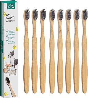 H&H Pets Bamboo Toothbrush Set for Dogs and Cats - Ultra Soft Bristles & Biodegradable Wooden Toothbrush, Puppy Supplies, Dog Dental Set, Eco-Friendly Pet Supplies (Large; 8-Count Pack)