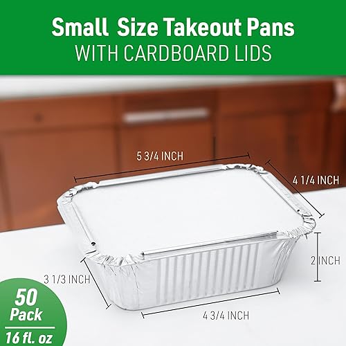 Miniatura 3 de Bandejas para llevar DOBI almacenamiento de alimentos contenedores de aluminio con tapa de aluminio tamaño estándar desechables 50Unidades S talla